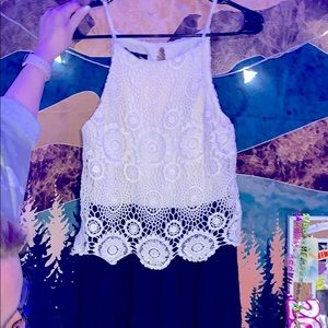 Lace semi form navy blue dress